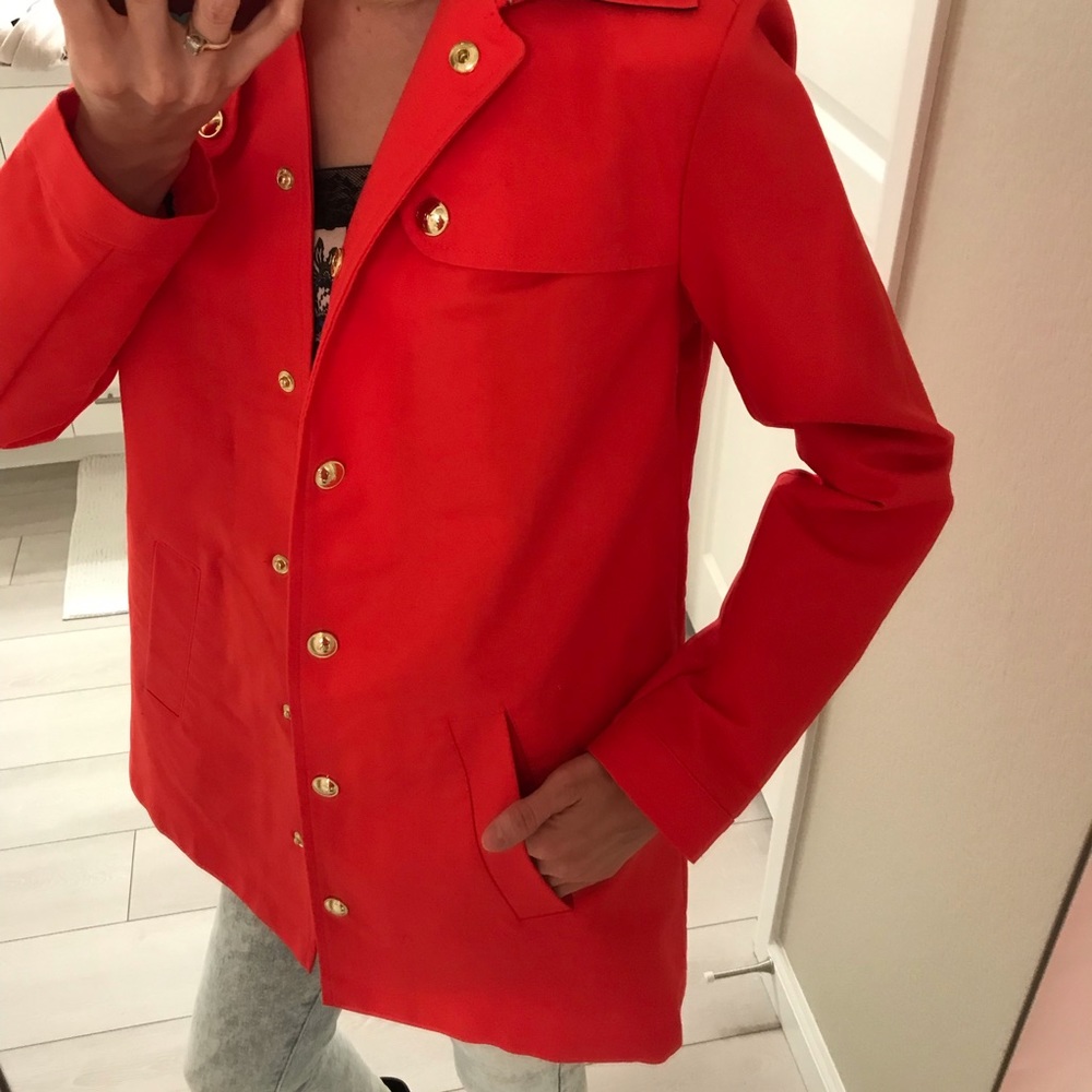 Tommy Hilfiger Red Raincoat Hooded Sz XS Gold - Picture 8 of 8